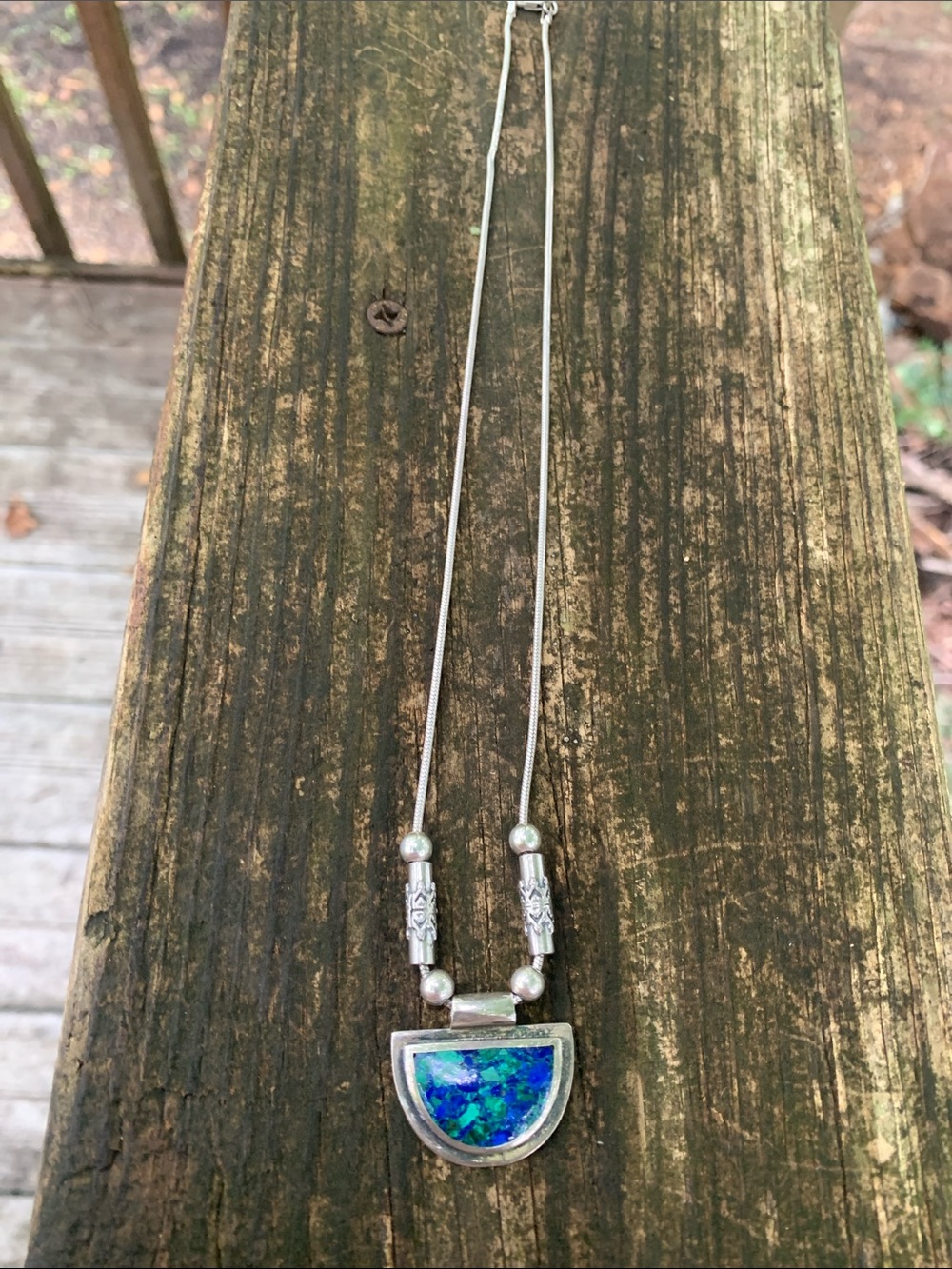 Sterling Silver Eilat Stone (aka King Solomon’s Stone) Pendant Necklace